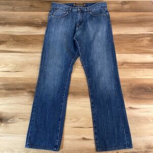 AGAVE DENIM Men's 33x32 Jeans USA Waterman Relaxed Straight Merged Soft Blue